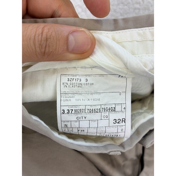 Z Zegna Chino Pants Mens 32R Beige Slim Fit Stretch Cotton Trouser Dress Casual - Picture 10 of 14